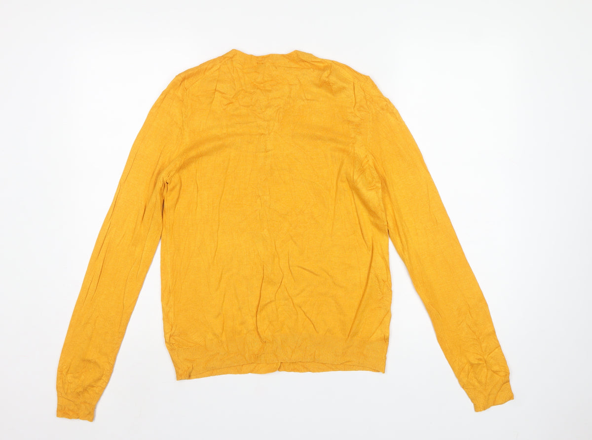 Marks and Spencer Women Yellow UK 12 Lightweight Button Cardigan
