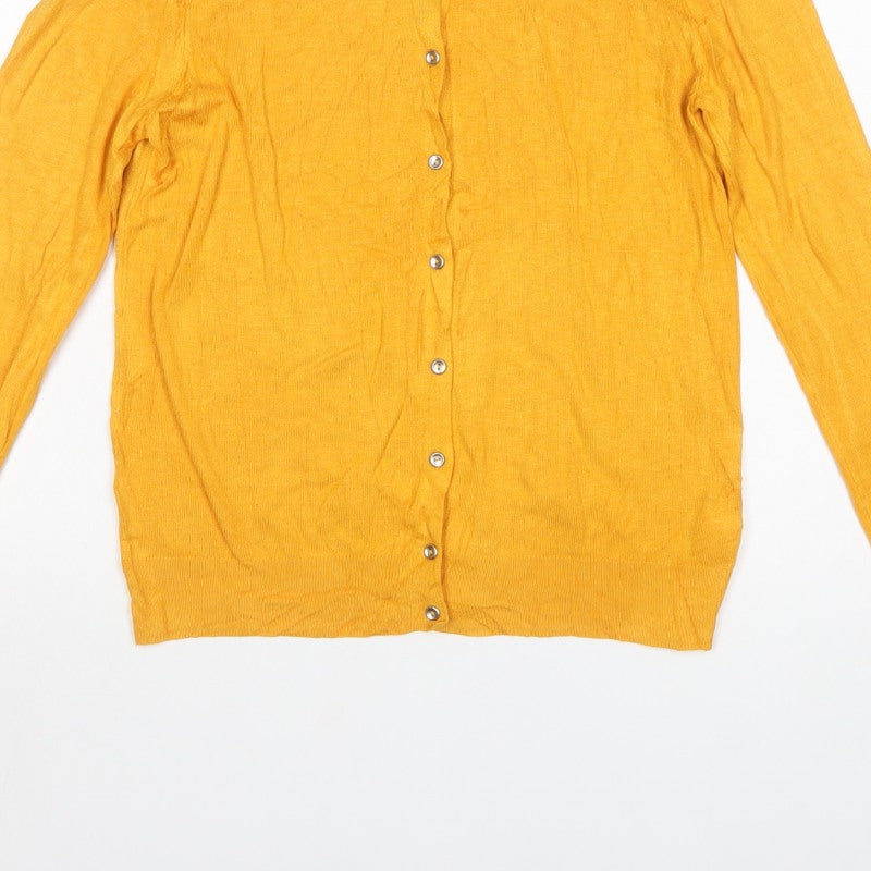 Marks and Spencer Women Yellow UK 12 Lightweight Button Cardigan