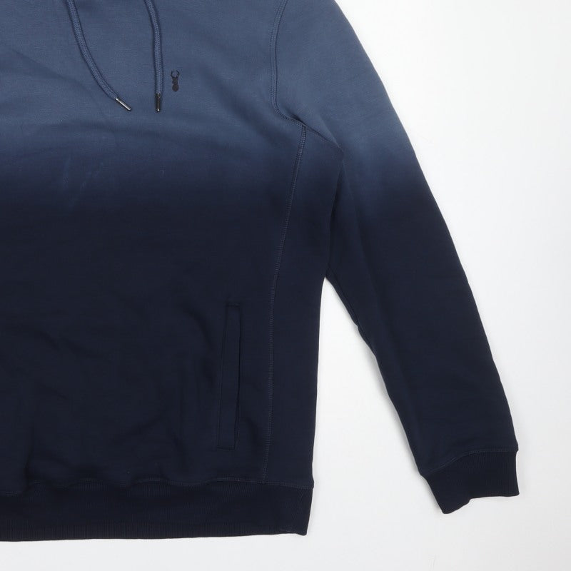 Next Men’s Blue XL Pullover Hoodie Logo Drawstring Cotton Blend
