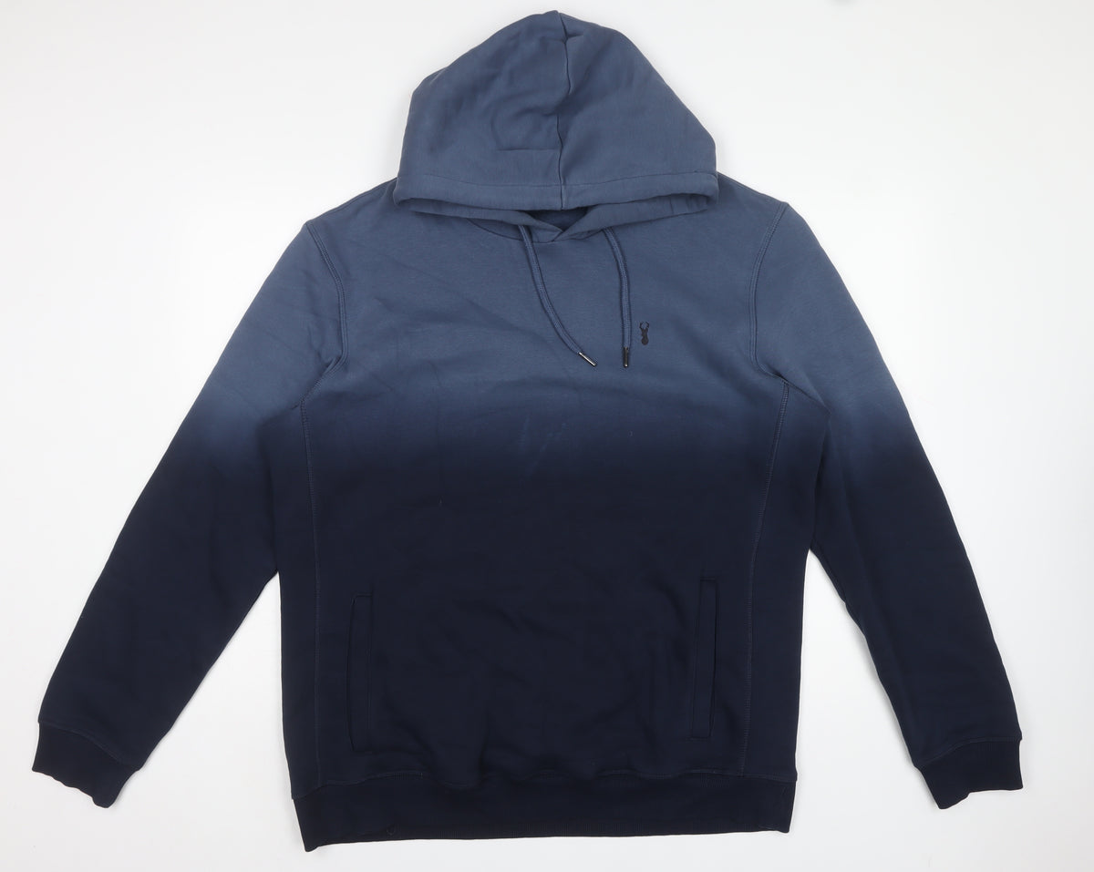 Next Men’s Blue XL Pullover Hoodie Logo Drawstring Cotton Blend