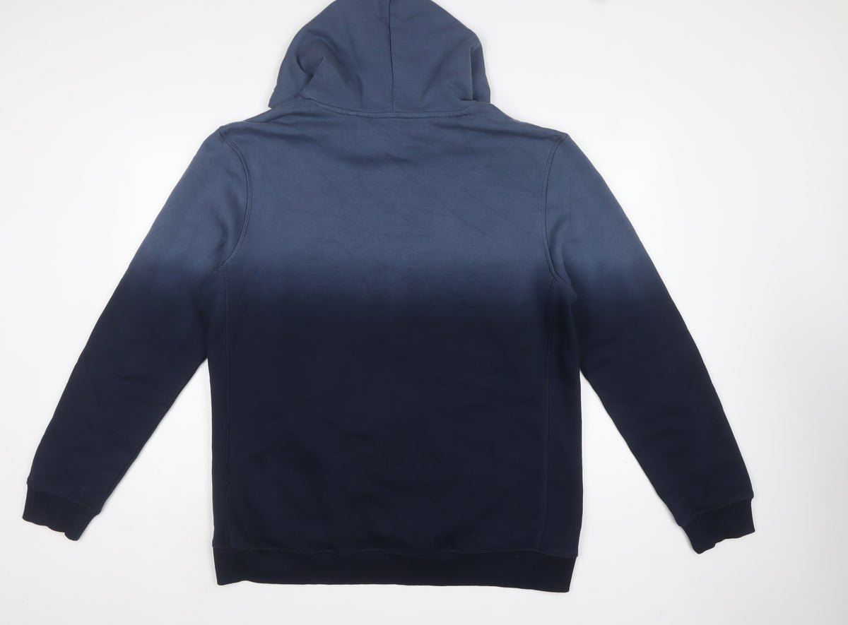 Next Men’s Blue XL Pullover Hoodie Logo Drawstring Cotton Blend
