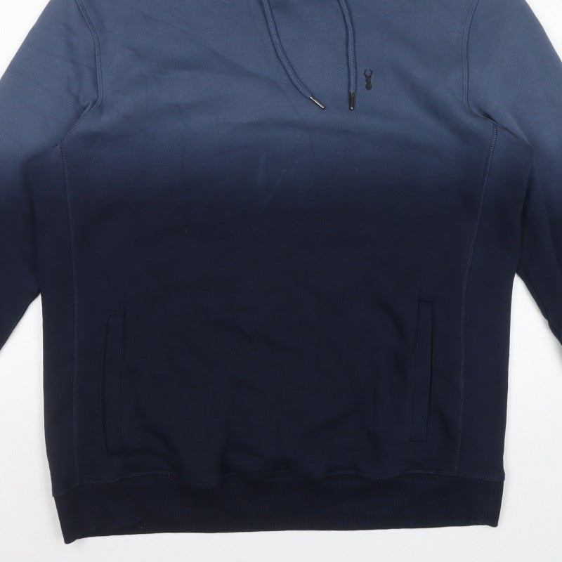 Next Men’s Blue XL Pullover Hoodie Logo Drawstring Cotton Blend