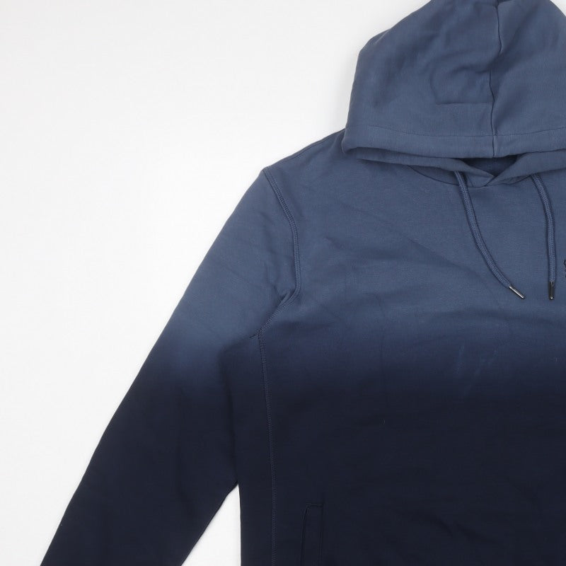 Next Men’s Blue XL Pullover Hoodie Logo Drawstring Cotton Blend