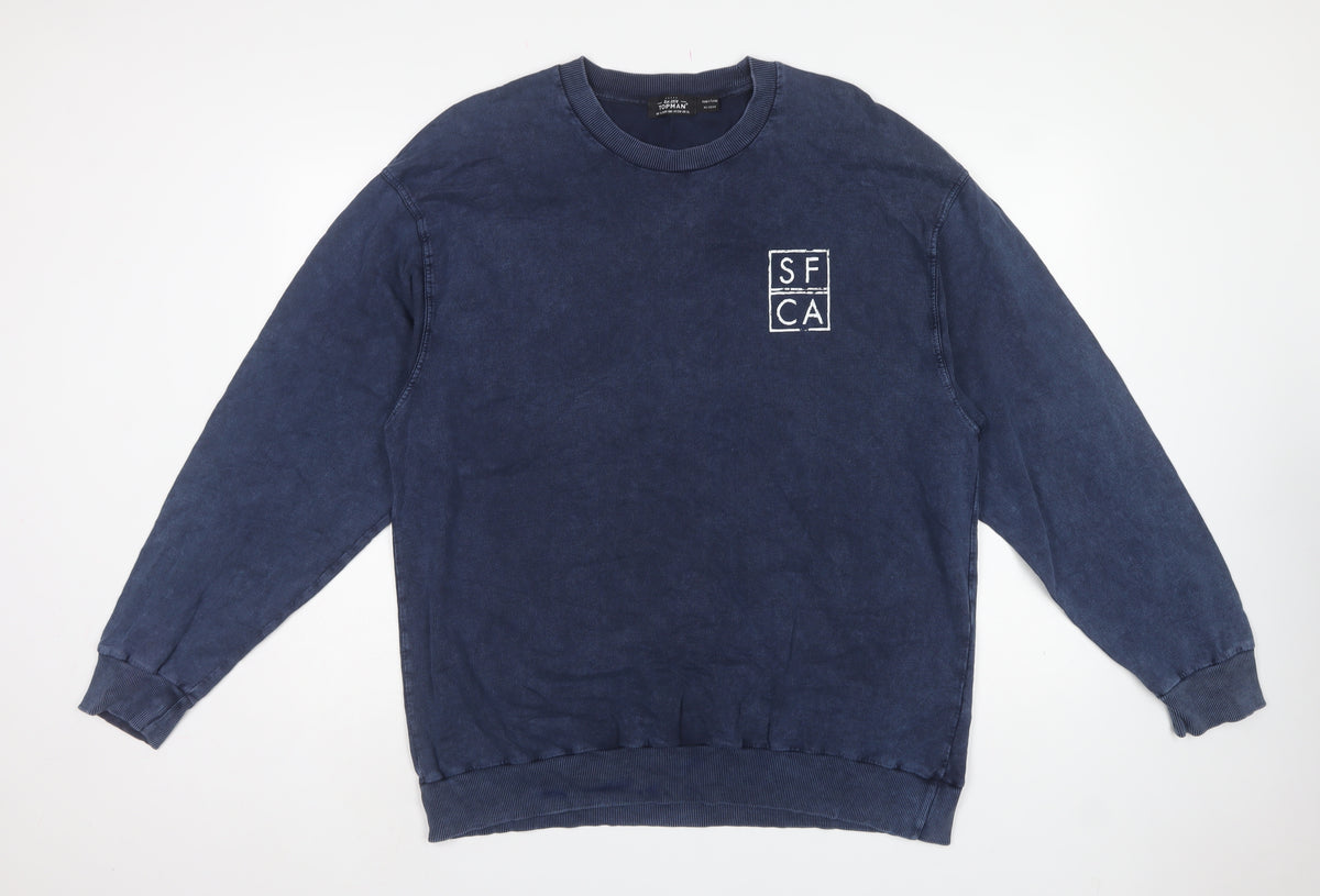 Topman Men’s Blue XL Pullover Graphic Print SFCA Sweatshirt