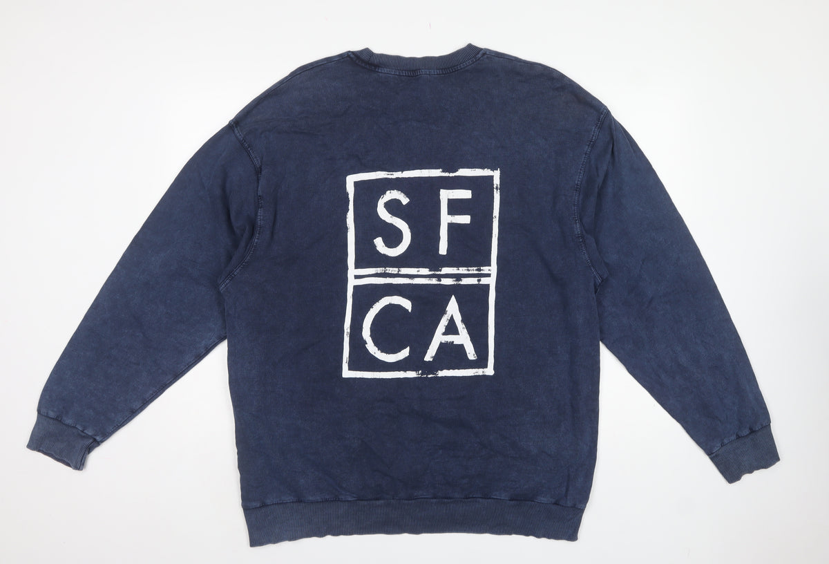 Topman Men’s Blue XL Pullover Graphic Print SFCA Sweatshirt