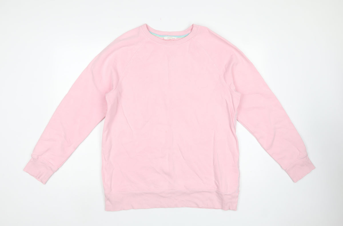 White Stuff Women Pink Cotton Raglan Crew Neck Sweatshirt UK 12