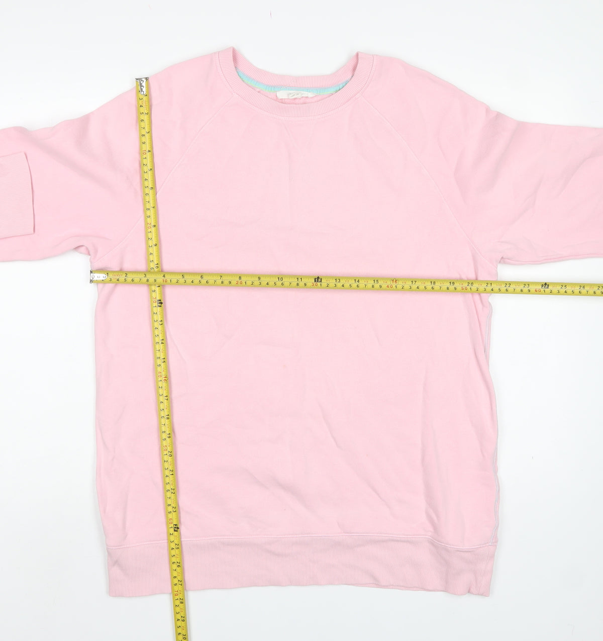 White Stuff Women Pink Cotton Raglan Crew Neck Sweatshirt UK 12