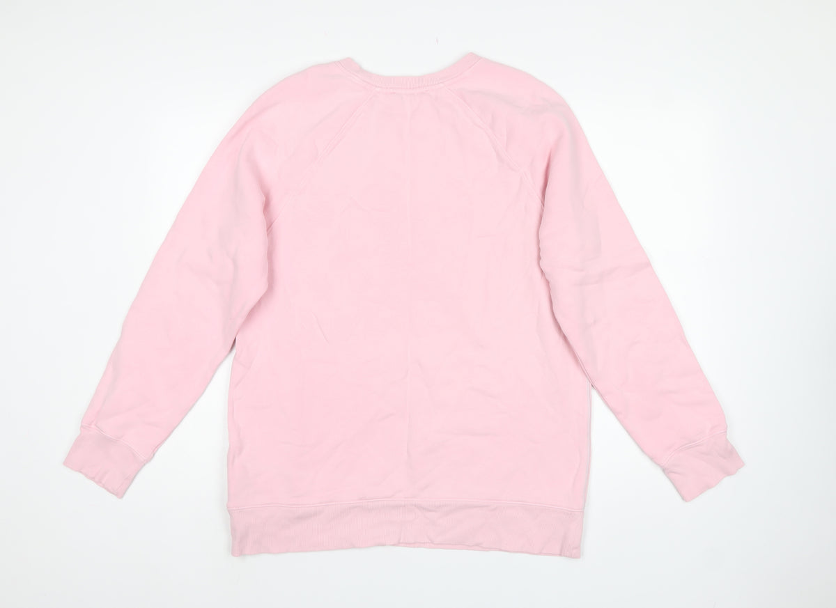 White Stuff Women Pink Cotton Raglan Crew Neck Sweatshirt UK 12