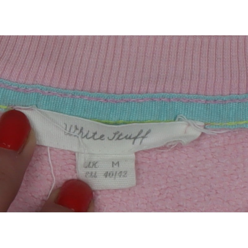 White Stuff Women Pink Cotton Raglan Crew Neck Sweatshirt UK 12