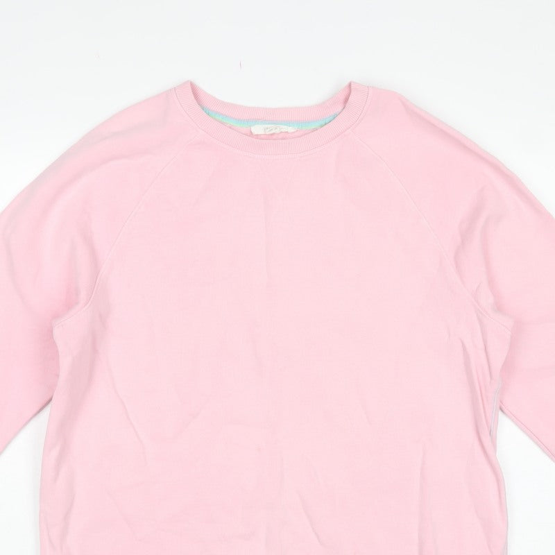 White Stuff Women Pink Cotton Raglan Crew Neck Sweatshirt UK 12