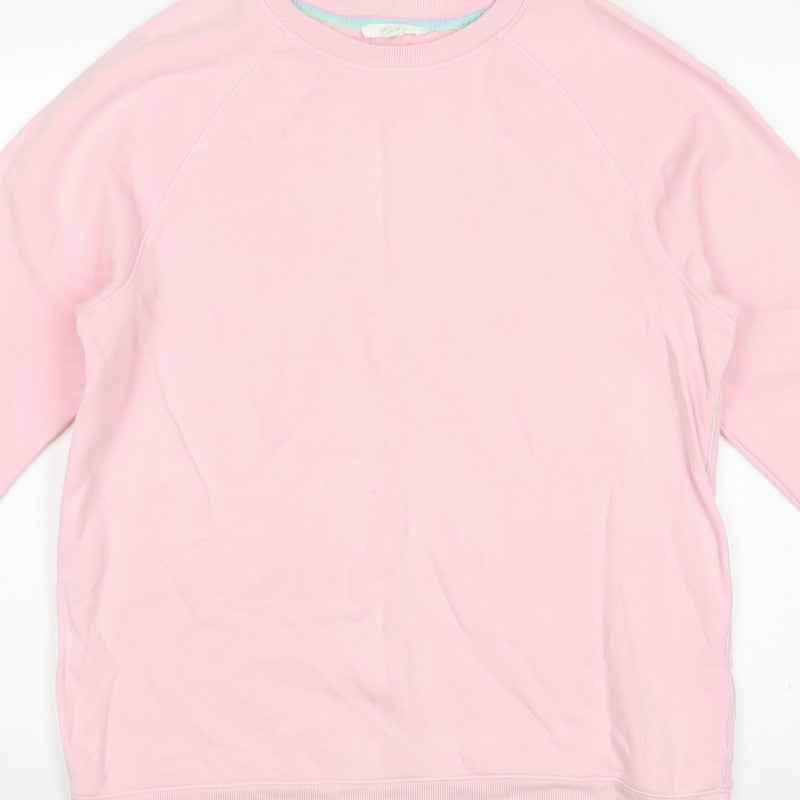 White Stuff Women Pink Cotton Raglan Crew Neck Sweatshirt UK 12