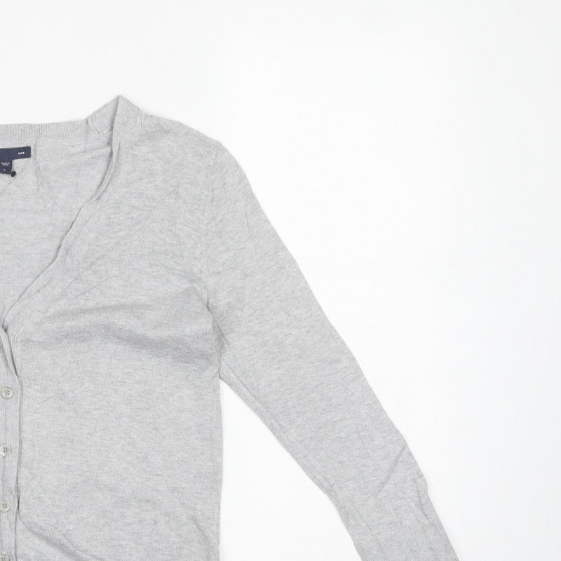Gap Women Grey S Button V-Neck Cotton Knit Cardigan