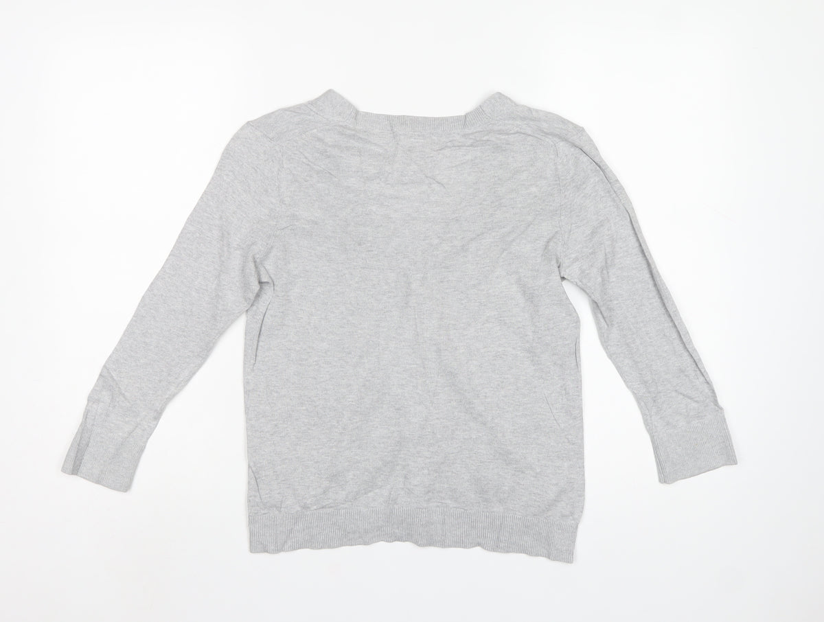 Gap Women Grey S Button V-Neck Cotton Knit Cardigan