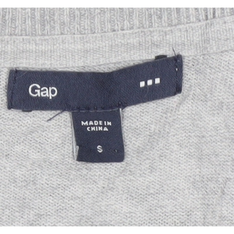 Gap Women Grey S Button V-Neck Cotton Knit Cardigan