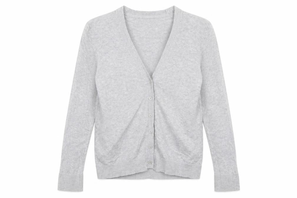 Gap Women Grey S Button V-Neck Cotton Knit Cardigan