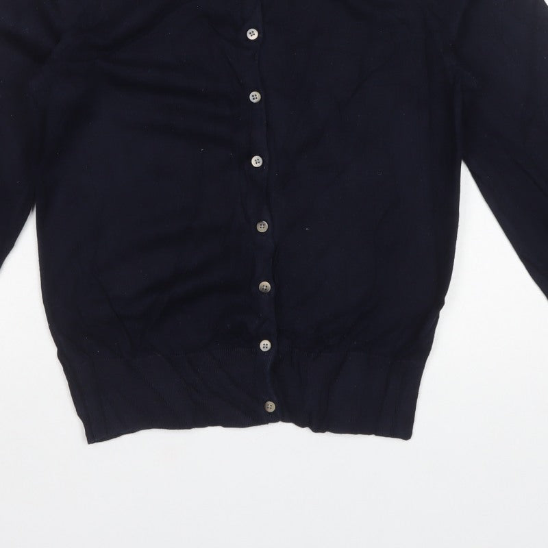 Boden Women's Navy Blue Size S Crew Neck Button Cotton Knit Cardigan