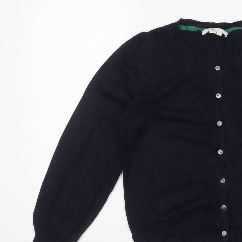 Boden Women's Navy Blue Size S Crew Neck Button Cotton Knit Cardigan