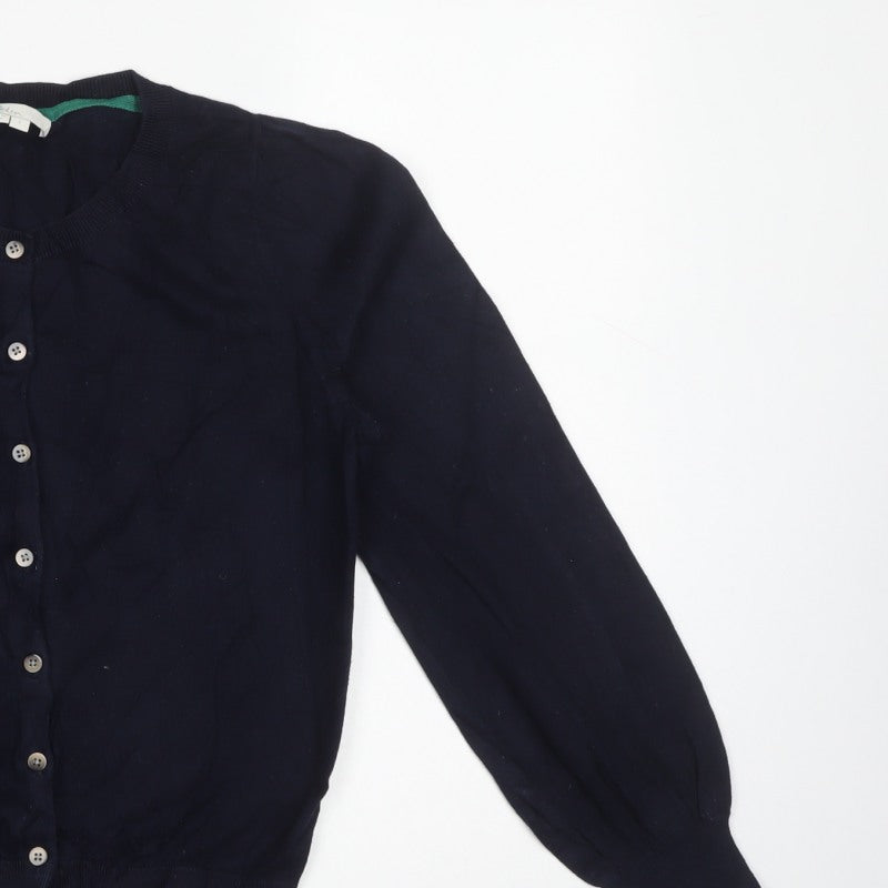 Boden Women's Navy Blue Size S Crew Neck Button Cotton Knit Cardigan