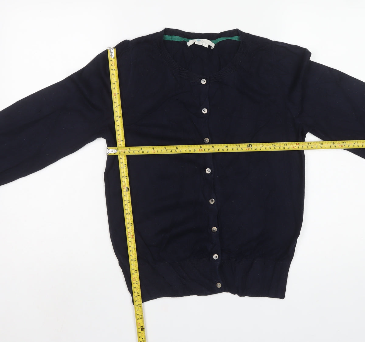 Boden Women's Navy Blue Size S Crew Neck Button Cotton Knit Cardigan