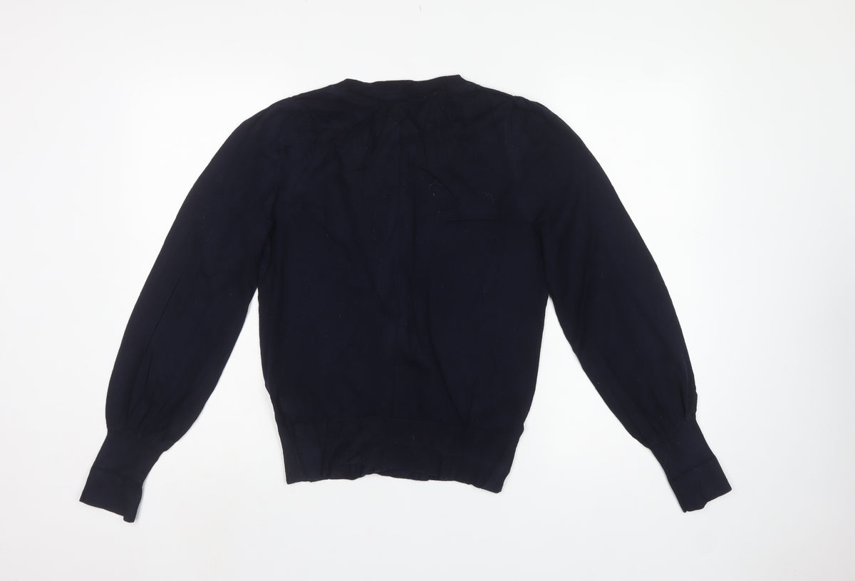 Boden Women's Navy Blue Size S Crew Neck Button Cotton Knit Cardigan