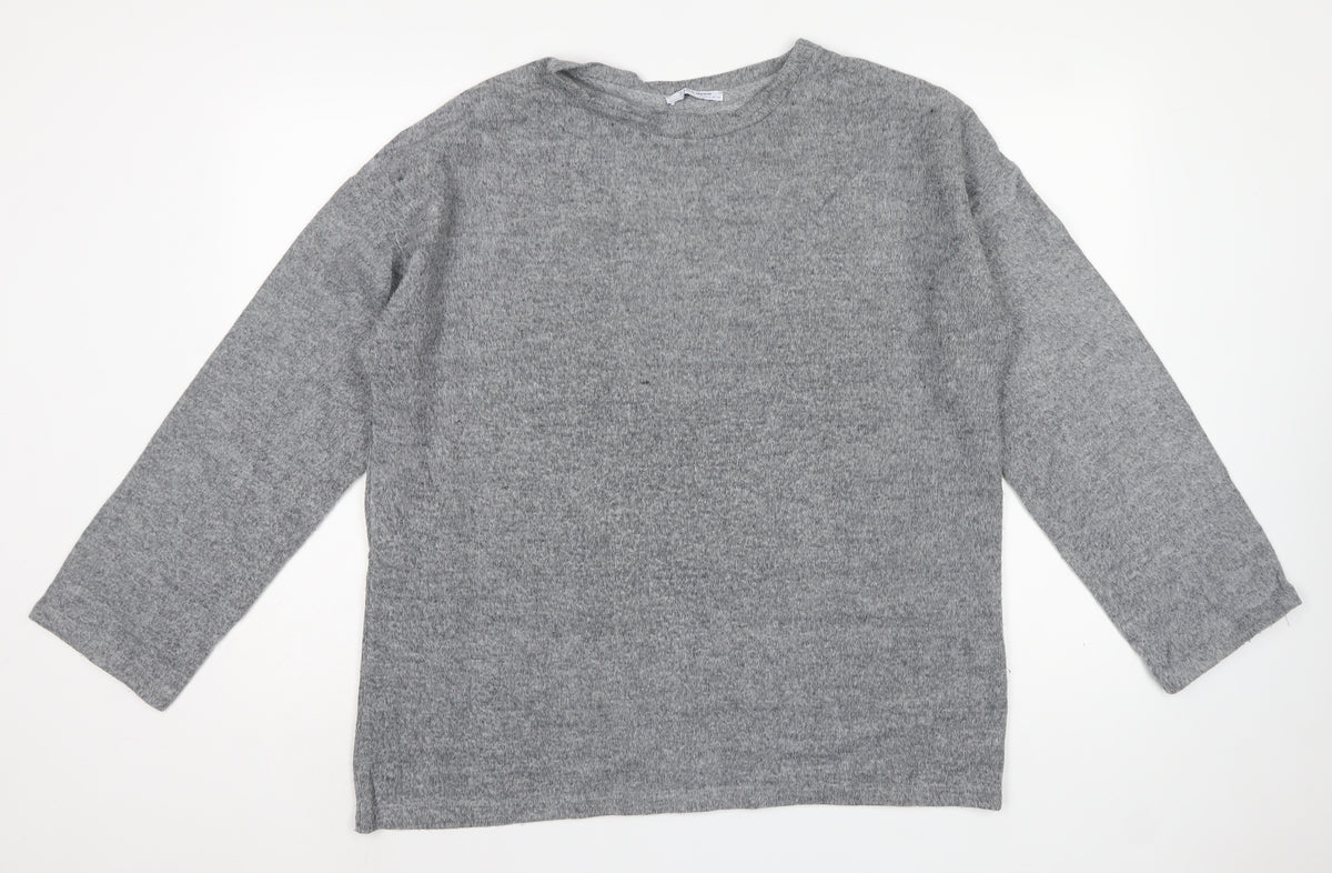Zara Trafaluc Women Grey M Crew Neck Knit Pullover Jumper