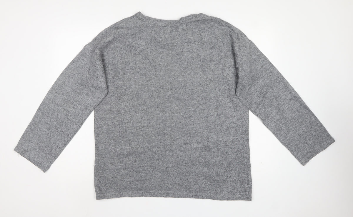 Zara Trafaluc Women Grey M Crew Neck Knit Pullover Jumper