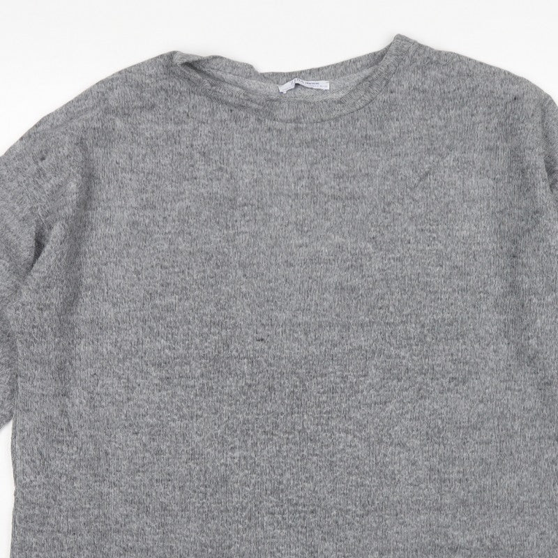 Zara Trafaluc Women Grey M Crew Neck Knit Pullover Jumper