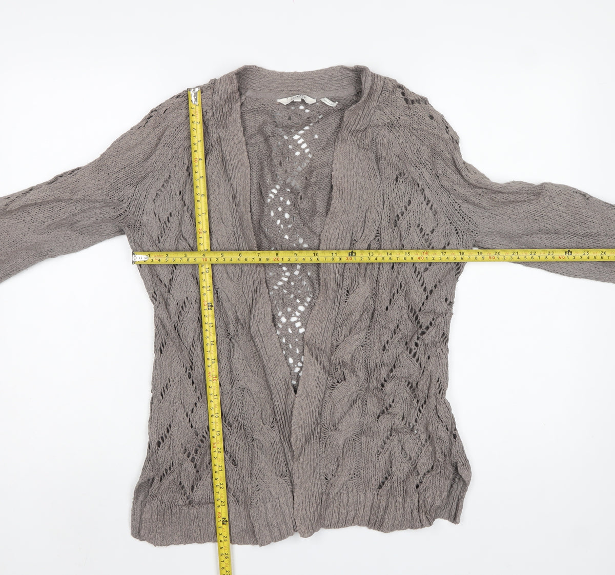 Fat Face Women’s Grey Size 12 Open Cable Knit Cardigan