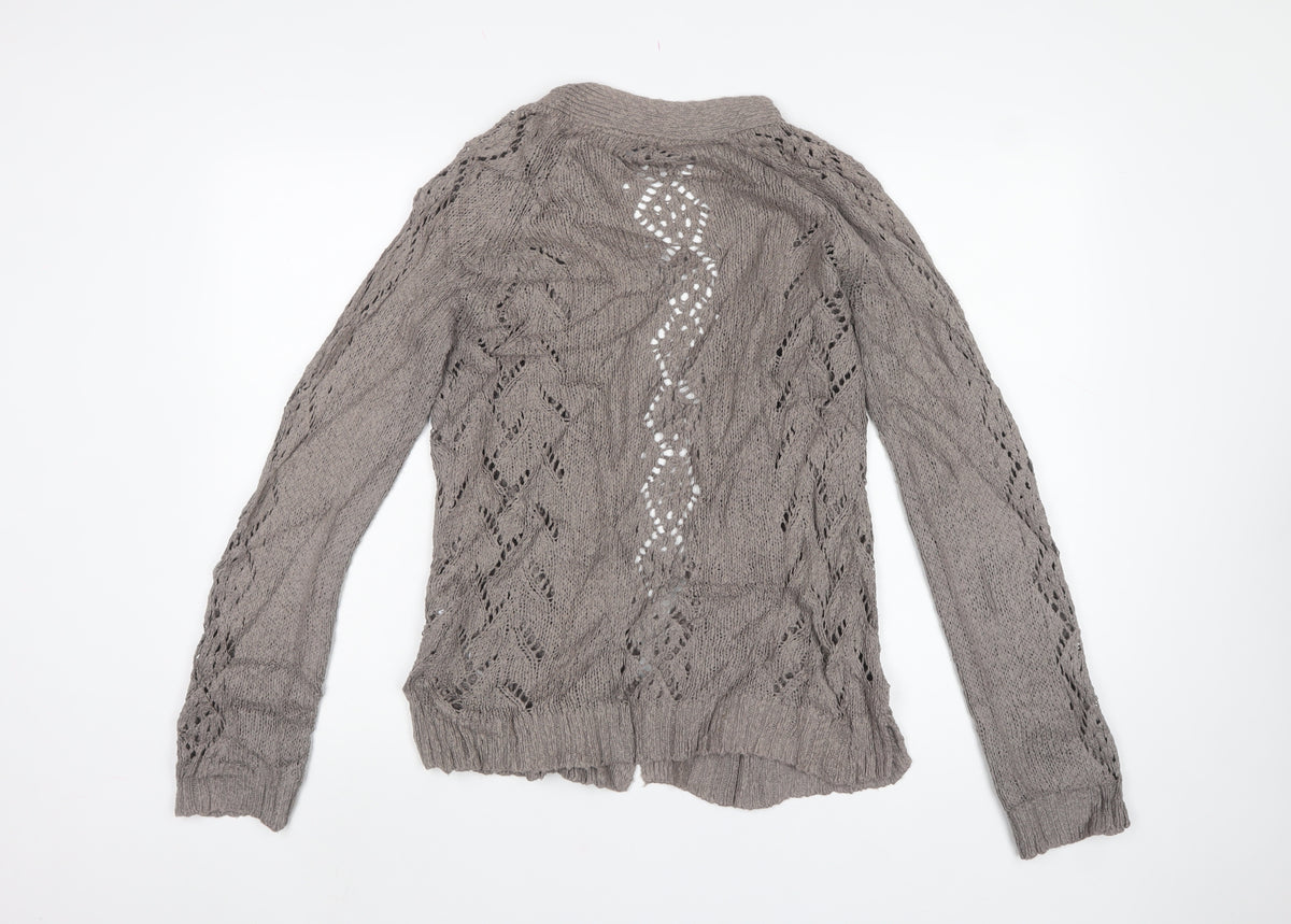 Fat Face Women’s Grey Size 12 Open Cable Knit Cardigan