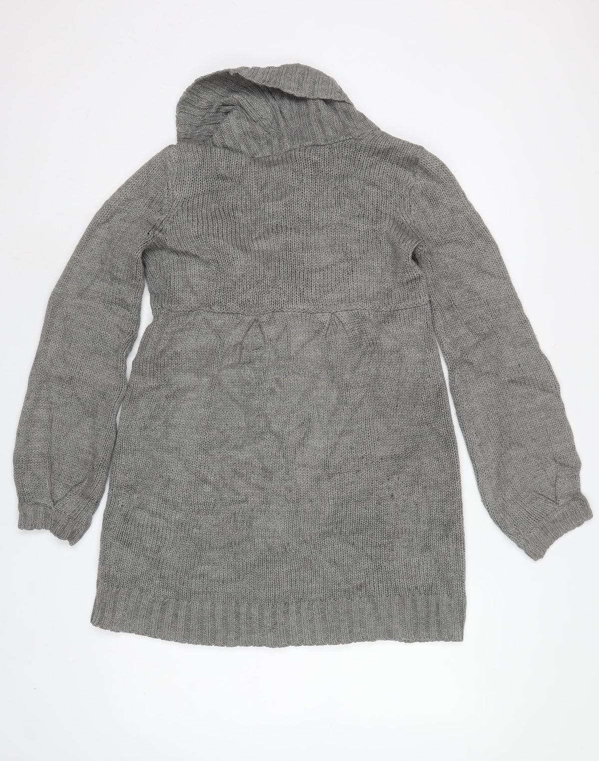 H&M Women Grey S Chunky Knit Button Pocket Cardigan