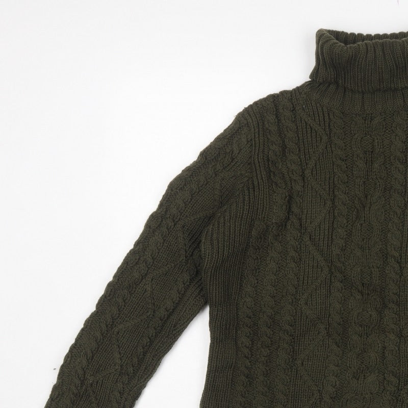 Paul James Women’s Green S Cable Knit Roll Neck Wool Jumper