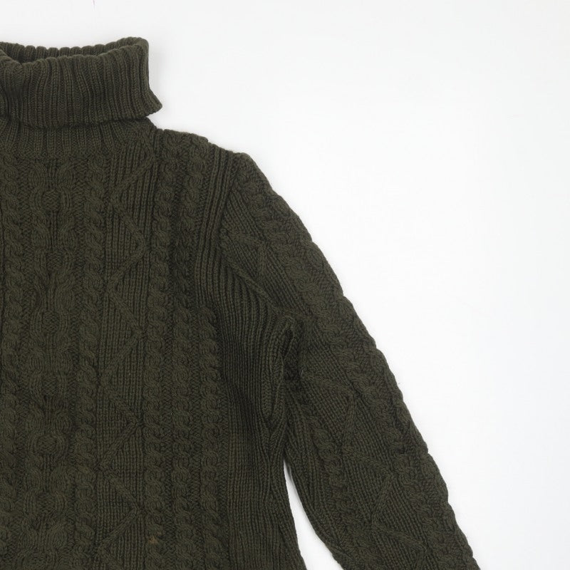 Paul James Women’s Green S Cable Knit Roll Neck Wool Jumper