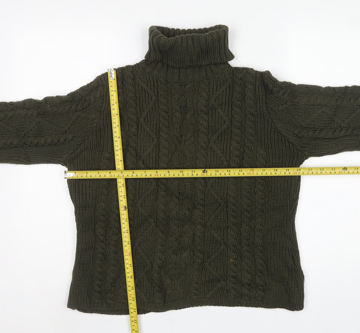 Paul James Women’s Green S Cable Knit Roll Neck Wool Jumper