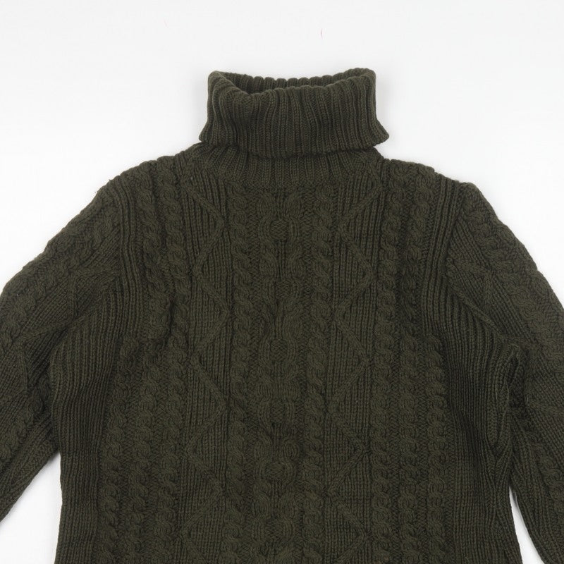 Paul James Women’s Green S Cable Knit Roll Neck Wool Jumper