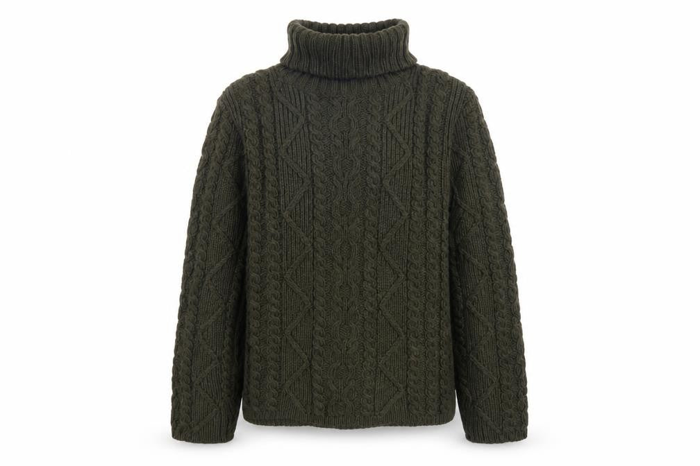 Paul James Women’s Green S Cable Knit Roll Neck Wool Jumper