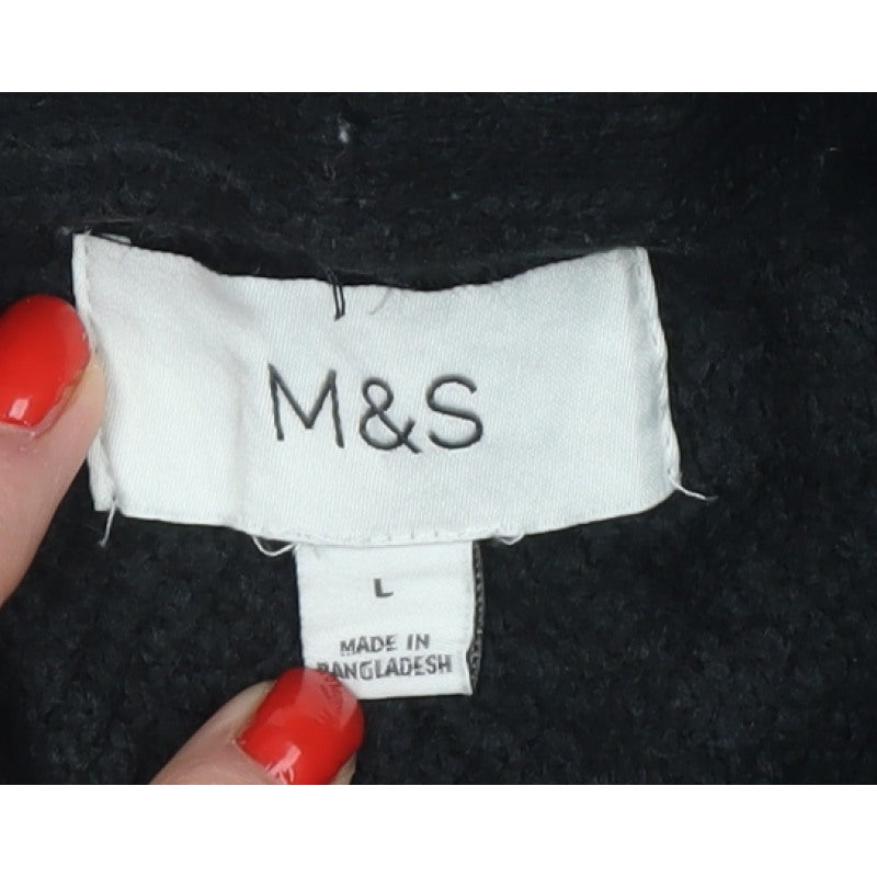 Marks and Spencer Men’s Black Large Shawl Collar Cable Knit Jumper