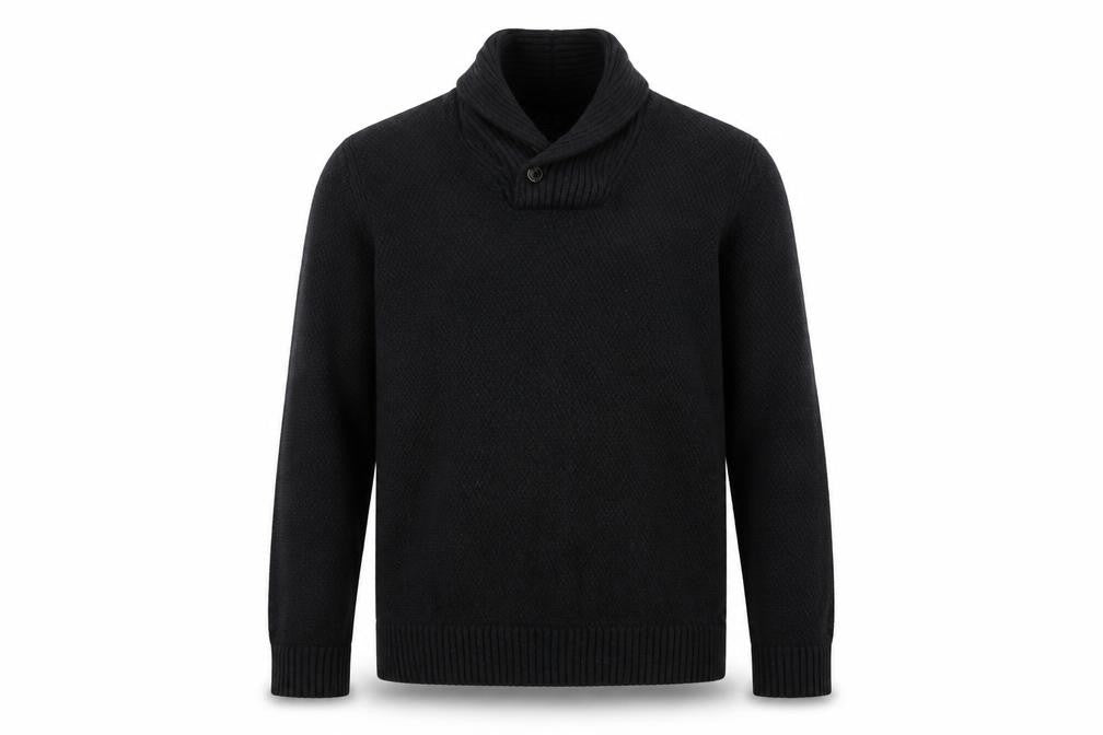 Marks and Spencer Men’s Black Large Shawl Collar Cable Knit Jumper