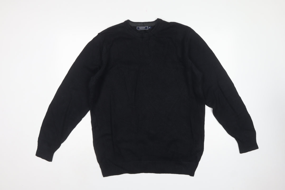 Maine New England Men’s Black M Crew Neck Knit Pullover Jumper