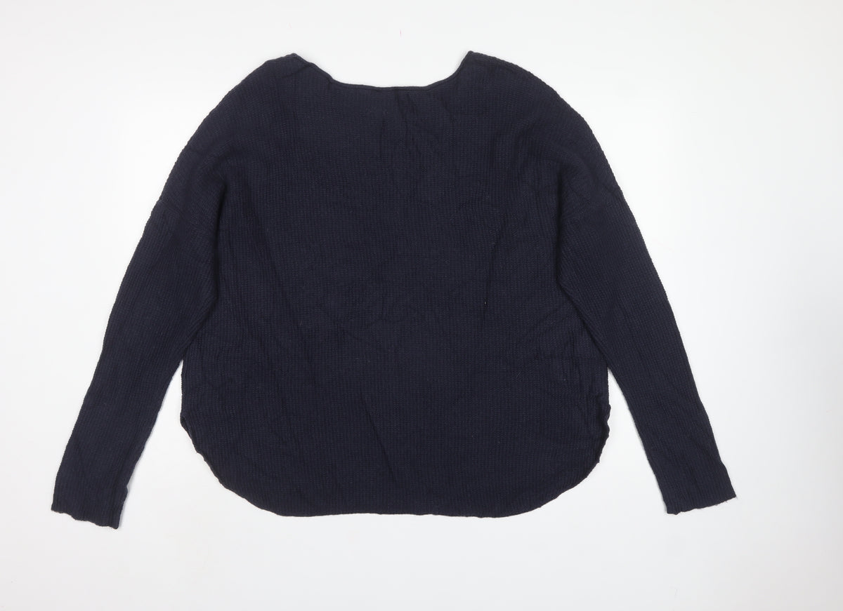 Gap Women’s Blue XL Rib Knit Wool Blend Crew Neck Pullover Jumper
