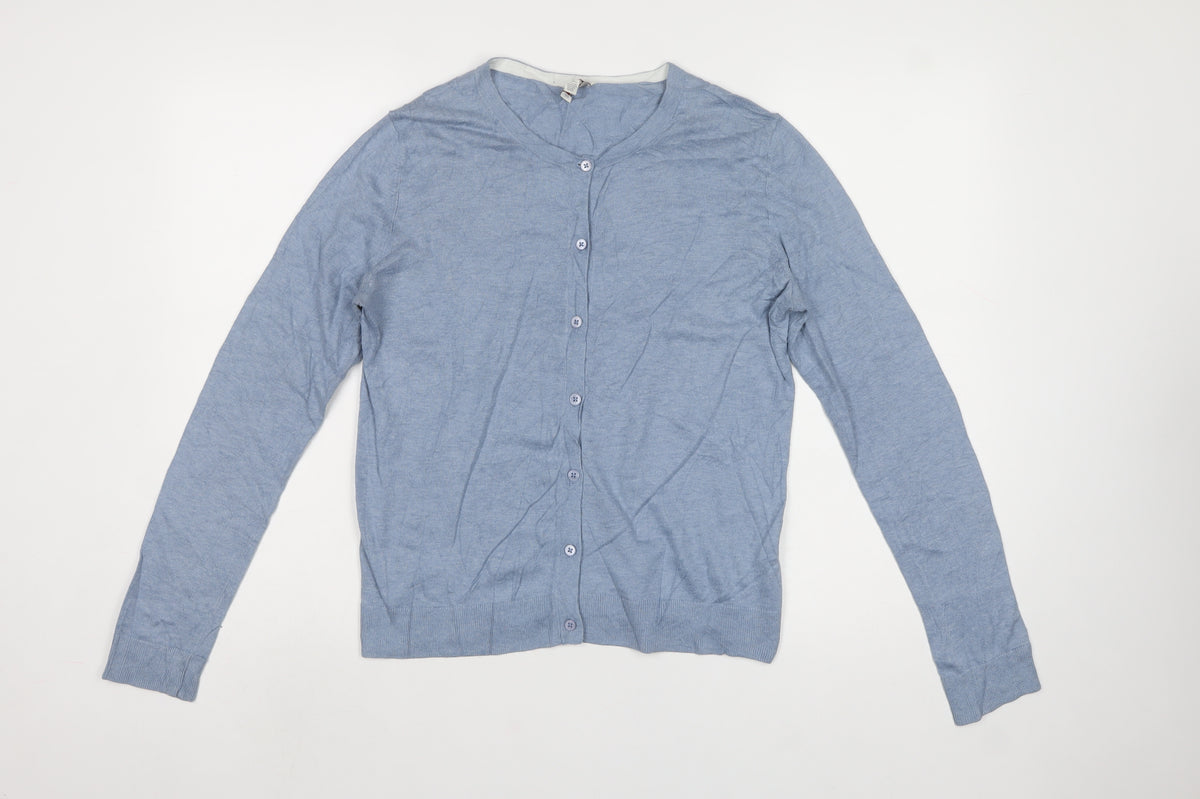 Gap Women's Blue M Silk Blend V-Neck Button Cardigan Knit