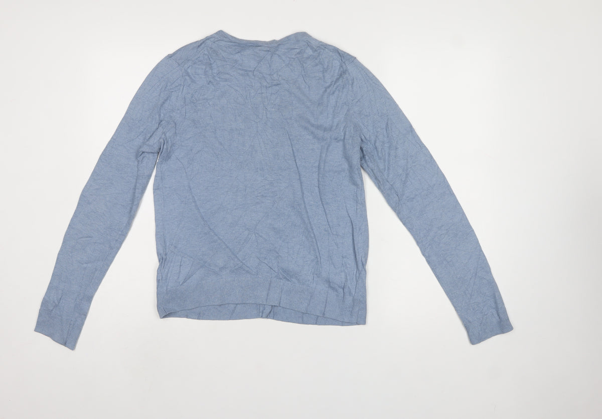 Gap Women's Blue M Silk Blend V-Neck Button Cardigan Knit