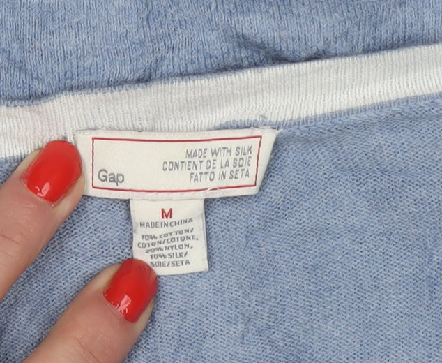 Gap Women's Blue M Silk Blend V-Neck Button Cardigan Knit