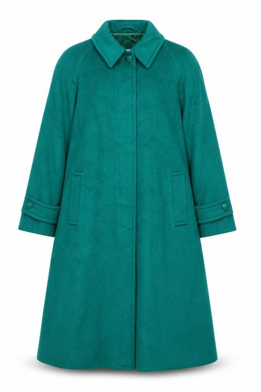 Vintage London Fog Women’s Green Wool Overcoat UK 12 Long Lined