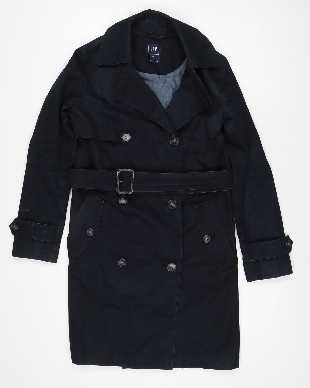 Gap Women’s Black XS Belted Double-Breasted Trench Coat