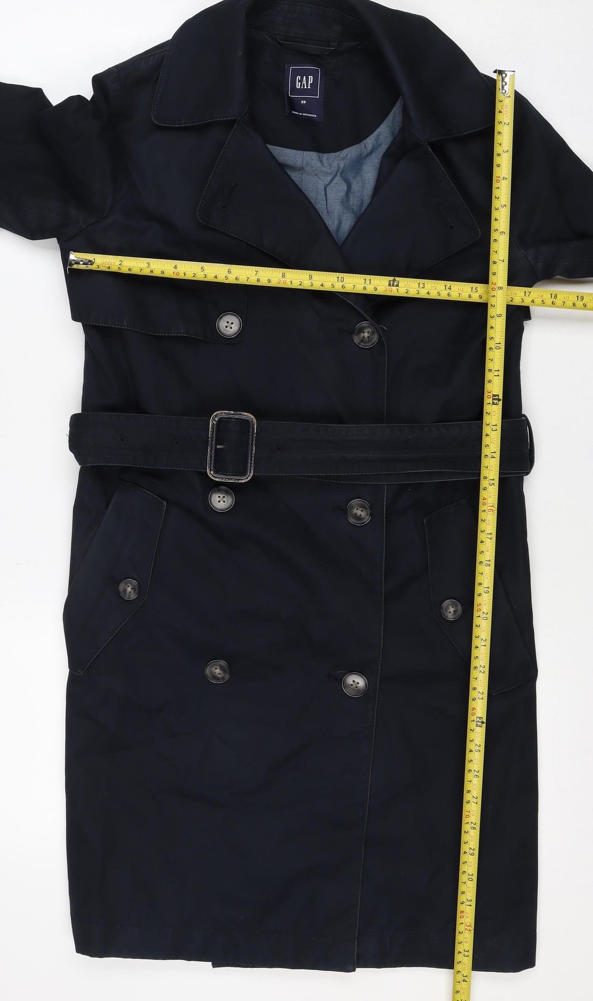 Gap Women’s Black XS Belted Double-Breasted Trench Coat