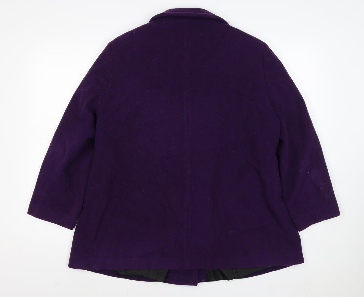 Lebek Women’s Purple UK 16 Wool Blend Mid-Length Button Coat
