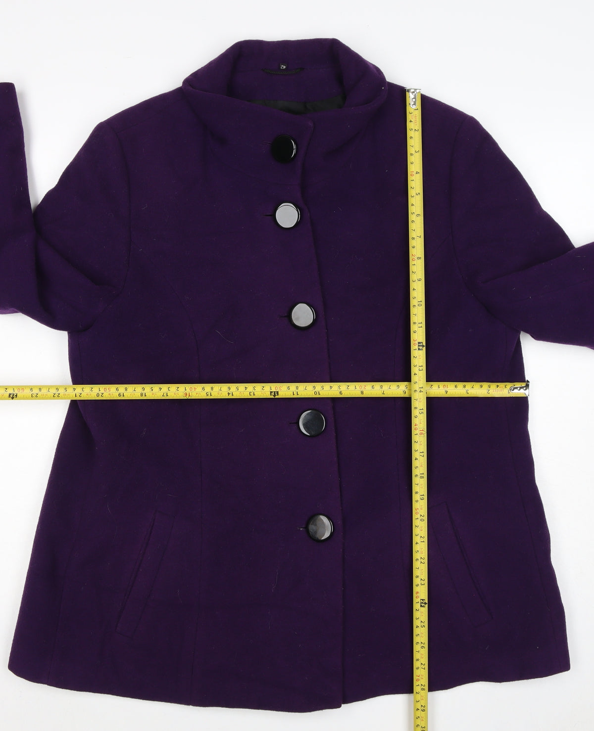 Lebek Women’s Purple UK 16 Wool Blend Mid-Length Button Coat