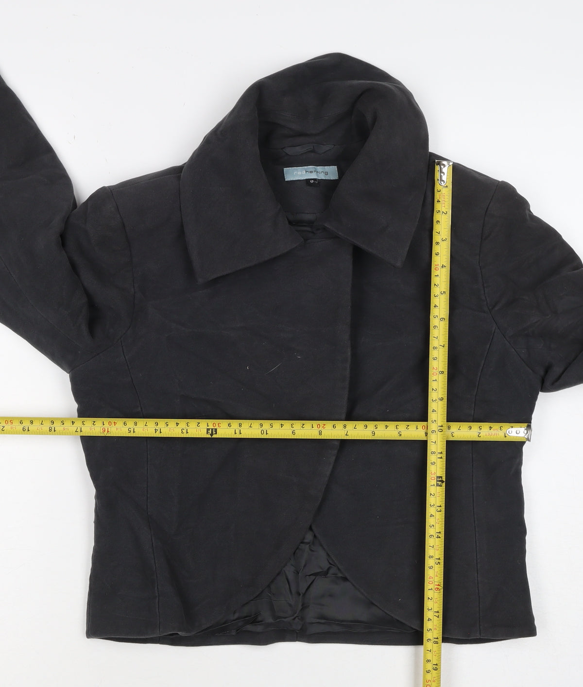 Red Herring Women’s Black Size 12 Collared Open Front Jacket