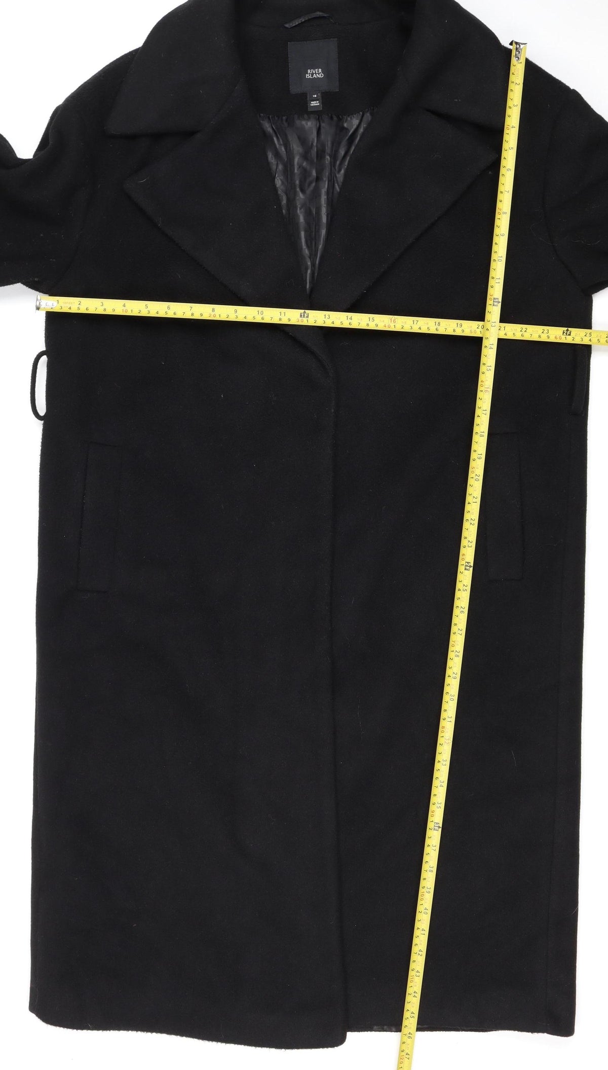 River Island Women’s Black Size 16 Mid-Length Classic Overcoat