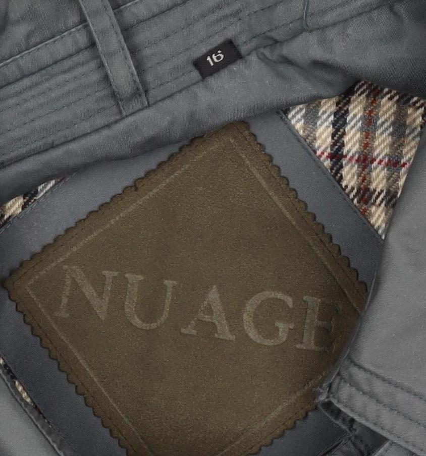 Nuage Women’s Grey Size 16 Long Double-Breasted Belted Trench Coat